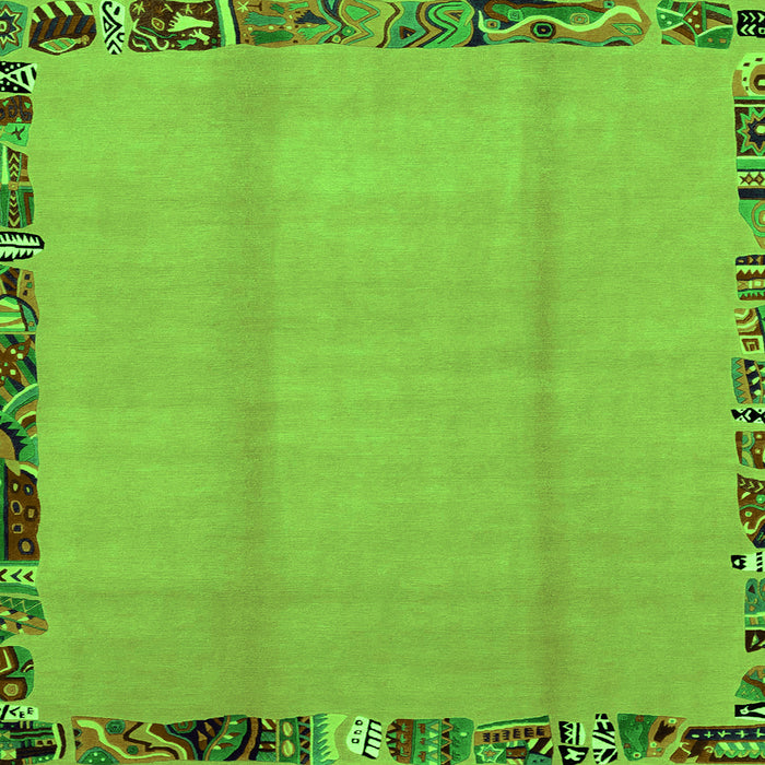 Square Machine Washable Abstract Green Modern Area Rugs, wshabs1888grn