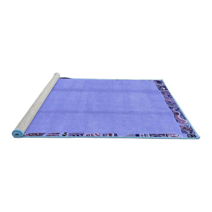 Sideview of Machine Washable Abstract Blue Modern Rug, wshabs1888blu