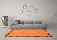 Machine Washable Abstract Orange Modern Rug, wshabs1888org