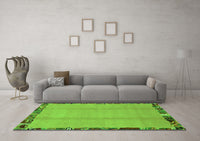 Machine Washable Abstract Green Modern Rug, wshabs1888grn