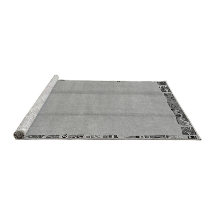 Sideview of Machine Washable Abstract Gray Modern Rug, wshabs1888gry