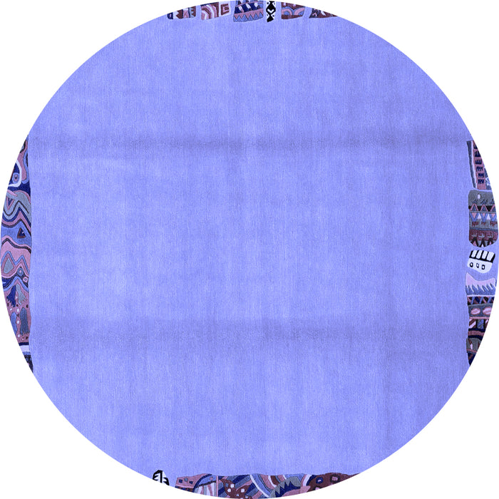 Round Machine Washable Abstract Blue Modern Rug, wshabs1888blu