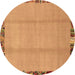 Round Abstract Brown Modern Rug, abs1888brn