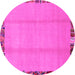 Round Abstract Pink Modern Rug, abs1888pnk