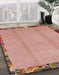 Abstract Light Salmon Rose Pink Modern Rug in Family Room, abs1888