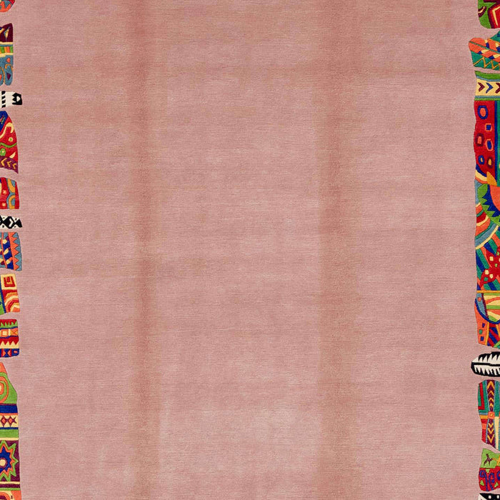 Machine Washable Abstract Light Salmon Rose Pink Rug, wshabs1888