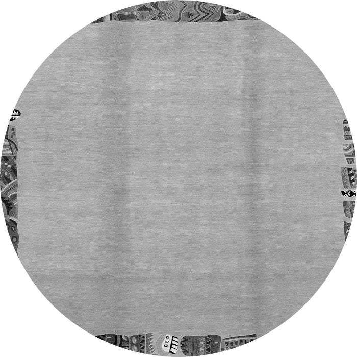 Round Abstract Gray Modern Rug, abs1888gry