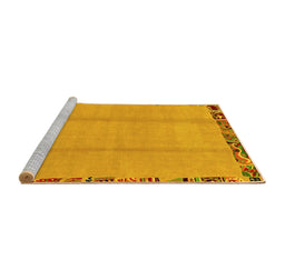 Sideview of Machine Washable Abstract Yellow Modern Rug, wshabs1888yw
