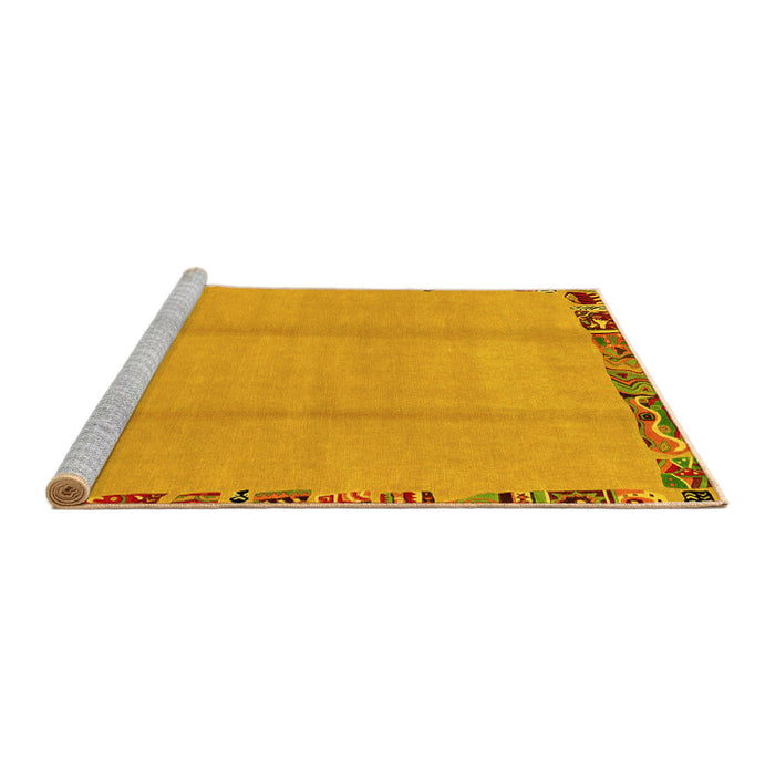 Sideview of Machine Washable Abstract Yellow Modern Rug, wshabs1888yw