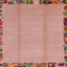 Square Abstract Light Salmon Rose Pink Modern Rug, abs1888