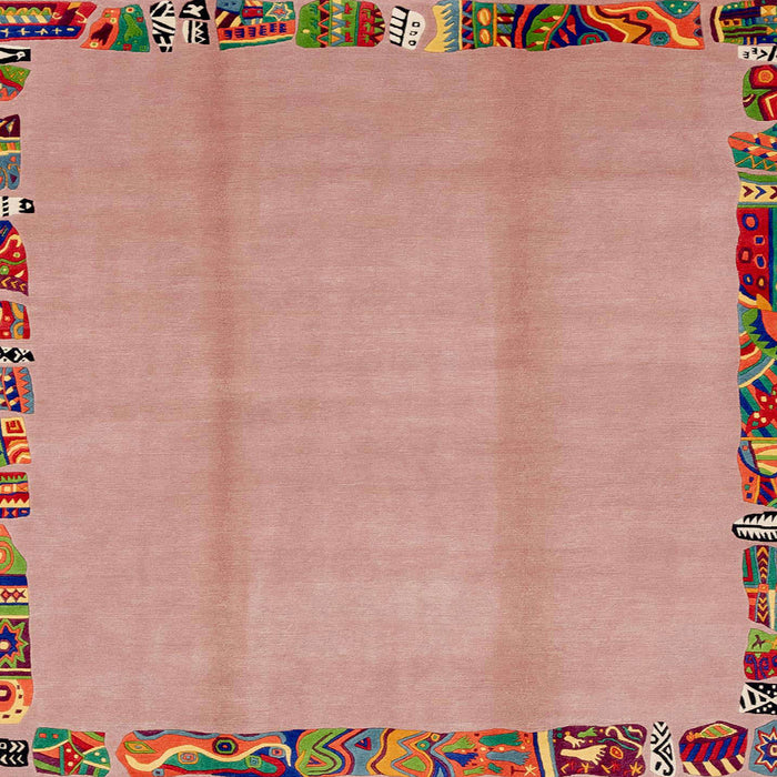 Square Abstract Light Salmon Rose Pink Modern Rug, abs1888