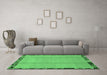 Machine Washable Abstract Emerald Green Modern Area Rugs in a Living Room,, wshabs1888emgrn