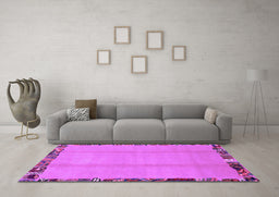 Machine Washable Abstract Purple Modern Area Rugs in a Living Room, wshabs1888pur