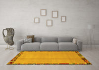 Machine Washable Abstract Yellow Modern Rug, wshabs1888yw