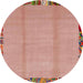 Round Machine Washable Abstract Light Salmon Rose Pink Rug, wshabs1888