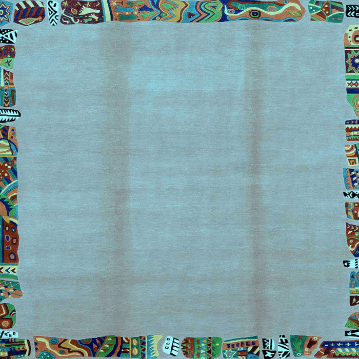 Square Abstract Light Blue Modern Rug, abs1888lblu