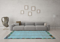 Machine Washable Abstract Light Blue Modern Rug, wshabs1888lblu