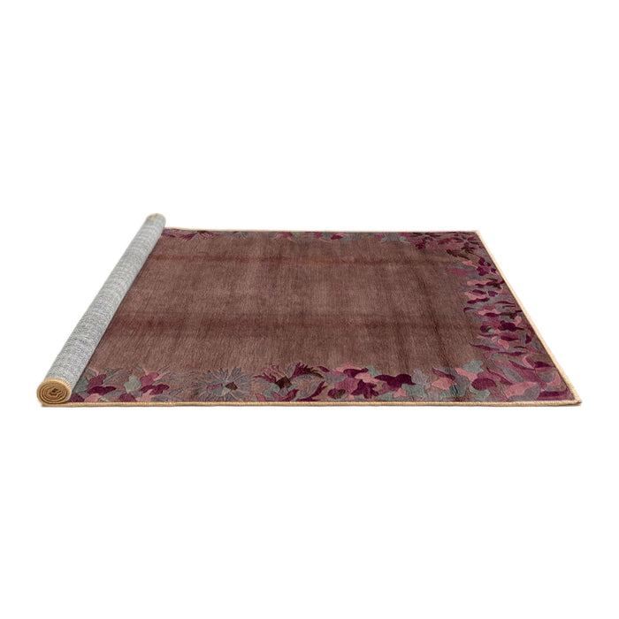Sideview of Machine Washable Abstract Rust Pink Rug, wshabs1889