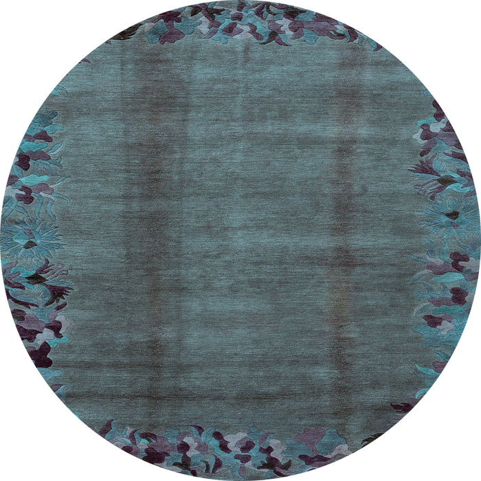 Round Machine Washable Abstract Light Blue Modern Rug, wshabs1889lblu