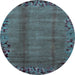 Round Machine Washable Abstract Light Blue Modern Rug, wshabs1889lblu