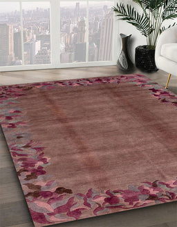 Abstract Rust Pink Modern Rug in Family Room, abs1889