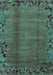 Machine Washable Abstract Turquoise Modern Area Rugs, wshabs1889turq