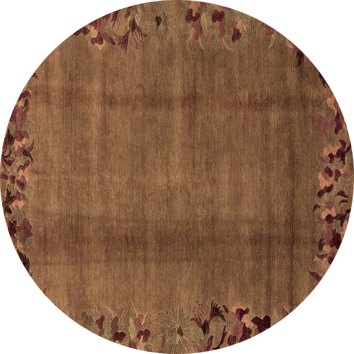 Round Abstract Brown Modern Rug, abs1889brn