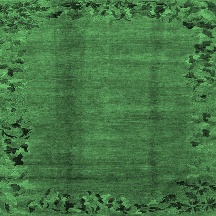 Square Abstract Emerald Green Modern Rug, abs1889emgrn