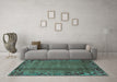 Machine Washable Abstract Turquoise Modern Area Rugs in a Living Room,, wshabs1889turq