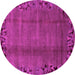 Round Machine Washable Abstract Pink Modern Rug, wshabs1889pnk