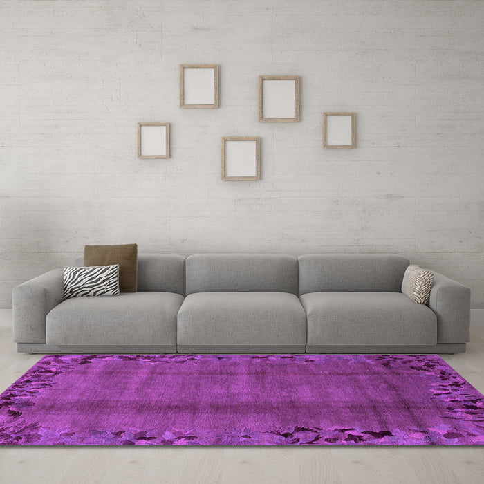 Machine Washable Abstract Purple Modern Area Rugs in a Living Room, wshabs1889pur