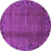 Round Machine Washable Abstract Purple Modern Area Rugs, wshabs1889pur