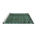 Sideview of Machine Washable Abstract Turquoise Modern Area Rugs, wshabs1889turq