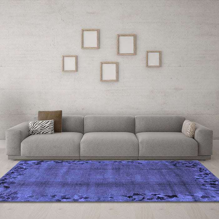Machine Washable Abstract Blue Modern Rug in a Living Room, wshabs1889blu