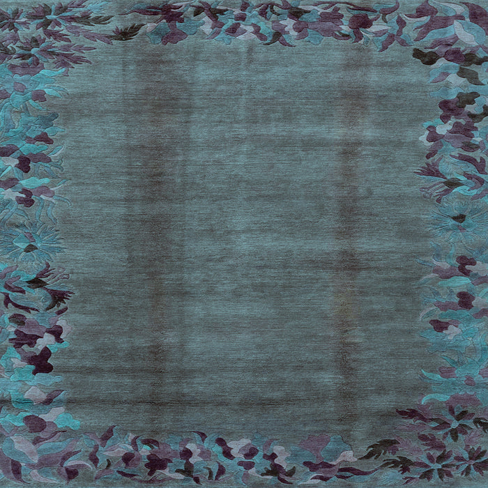 Square Machine Washable Abstract Light Blue Modern Rug, wshabs1889lblu