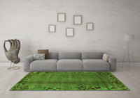 Machine Washable Abstract Green Modern Rug, wshabs1889grn