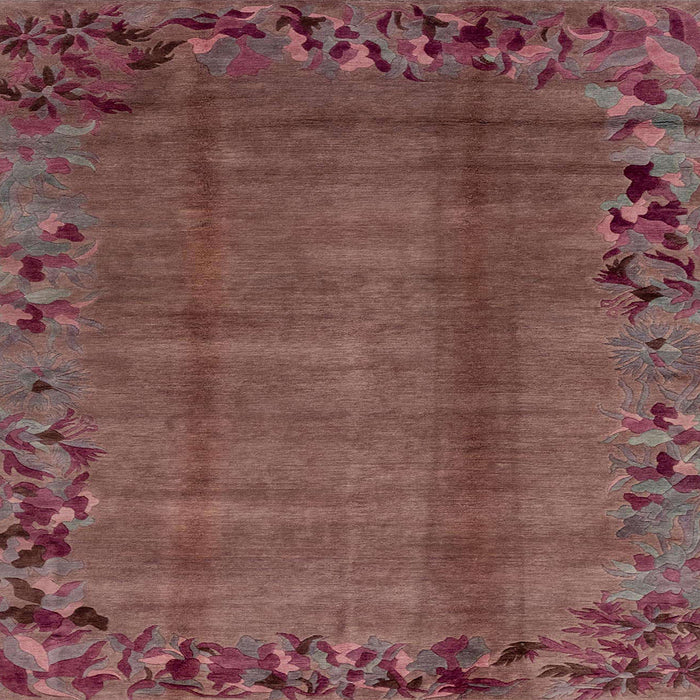 Square Machine Washable Abstract Rust Pink Rug, wshabs1889