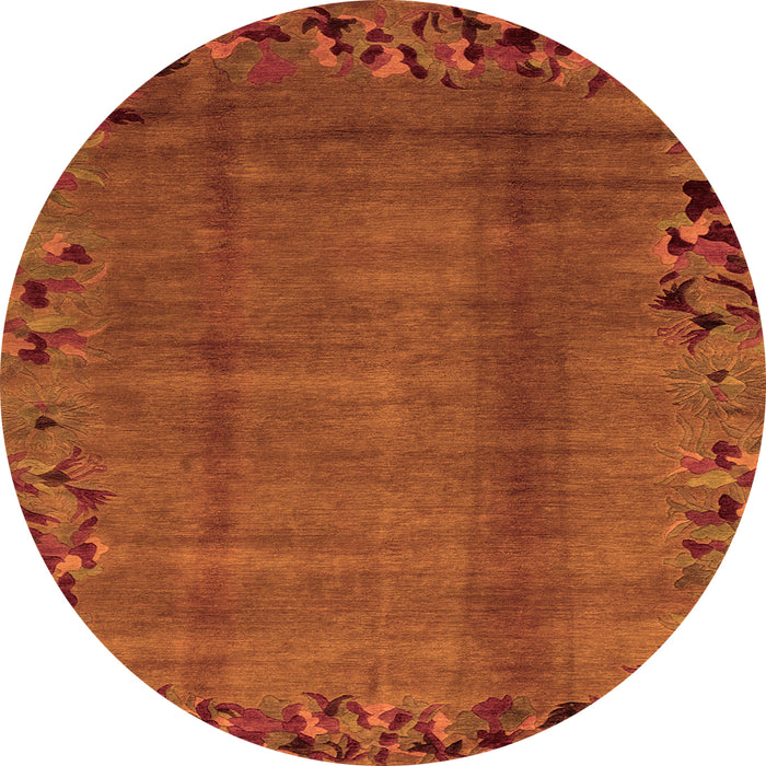 Round Abstract Orange Modern Rug, abs1889org