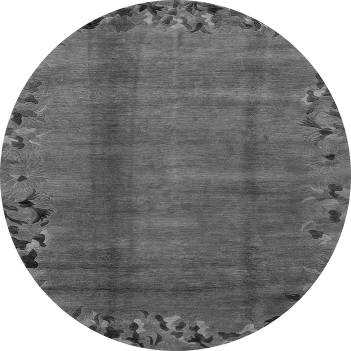 Round Machine Washable Abstract Gray Modern Rug, wshabs1889gry