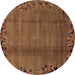 Round Machine Washable Abstract Brown Modern Rug, wshabs1889brn