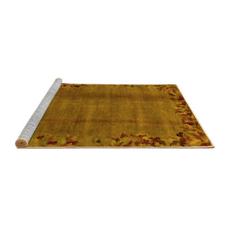 Sideview of Machine Washable Abstract Yellow Modern Rug, wshabs1889yw