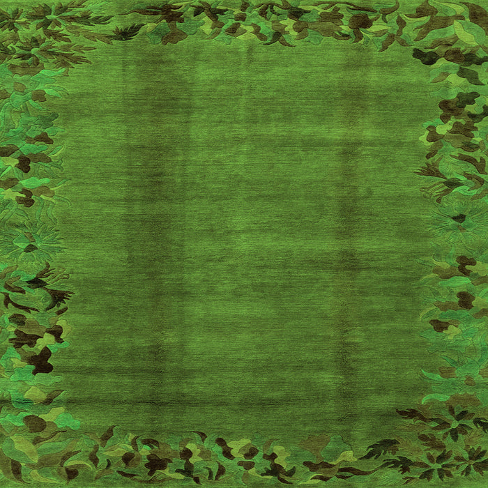 Square Machine Washable Abstract Green Modern Area Rugs, wshabs1889grn