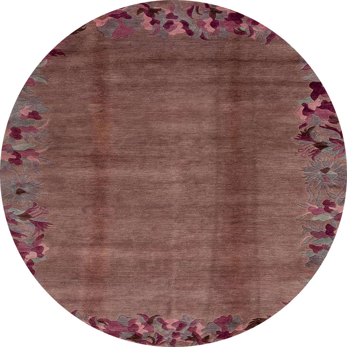Round Machine Washable Abstract Rust Pink Rug, wshabs1889