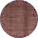 Round Machine Washable Abstract Rust Pink Rug, wshabs1889