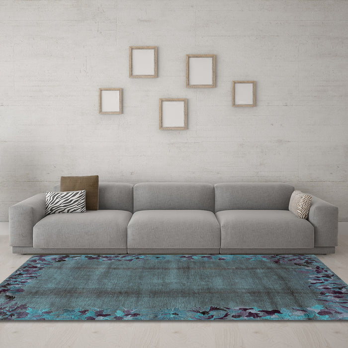 Machine Washable Abstract Light Blue Modern Rug in a Living Room, wshabs1889lblu