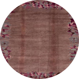 Round Abstract Rust Pink Modern Rug, abs1889