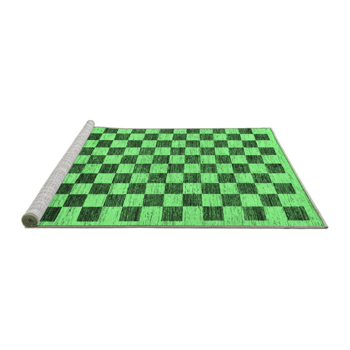 Sideview of Machine Washable Checkered Emerald Green Modern Area Rugs, wshabs188emgrn