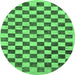 Round Machine Washable Checkered Emerald Green Modern Area Rugs, wshabs188emgrn