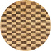 Round Abstract Orange Checkered Rug, abs188