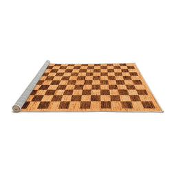 Sideview of Machine Washable Checkered Orange Modern Area Rugs, wshabs188org